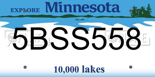 5BSS558 Minnesota License Plate