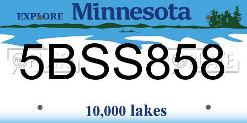 5BSS858 Minnesota License Plate