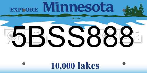 5BSS888 Minnesota License Plate