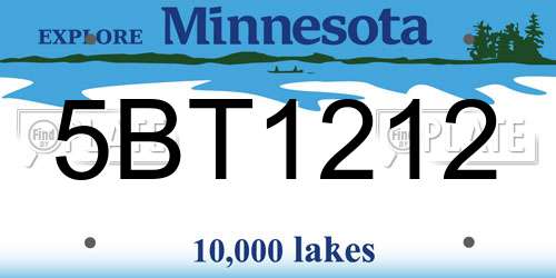 5BT1212 Minnesota License Plate