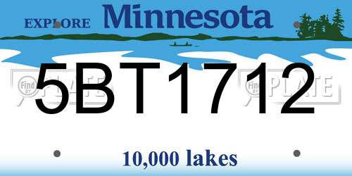 5BT1712 Minnesota License Plate