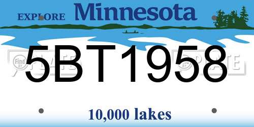 5BT1958 Minnesota License Plate