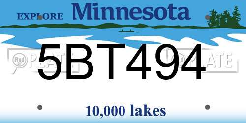 5BT494 Minnesota License Plate