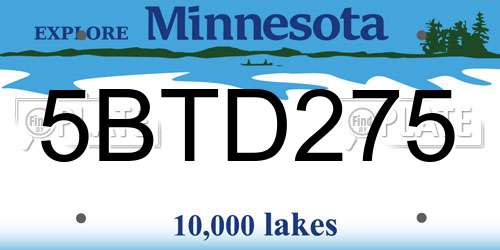 5BTD275 Minnesota License Plate