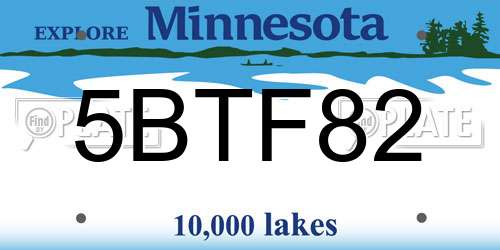 5BTF82 Minnesota License Plate