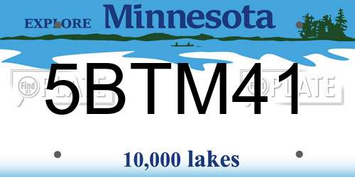 5BTM41 Minnesota License Plate