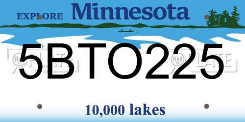 5BTO225 Minnesota License Plate