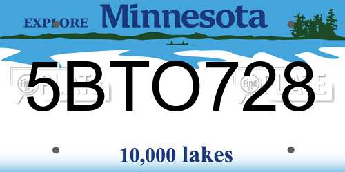 5BTO728 Minnesota License Plate