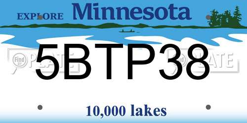 5BTP38 Minnesota License Plate