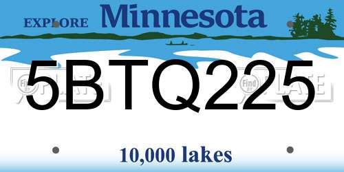 5BTQ225 Minnesota License Plate