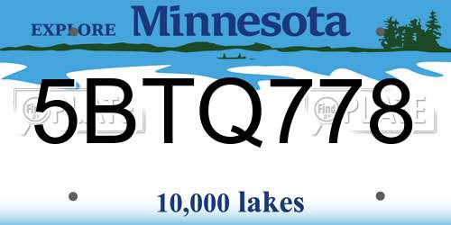 5BTQ778 Minnesota License Plate