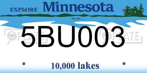 5BU003 Minnesota License Plate