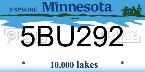 5BU292 Minnesota License Plate