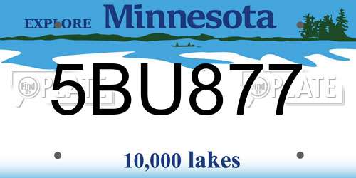 5BU877 Minnesota License Plate
