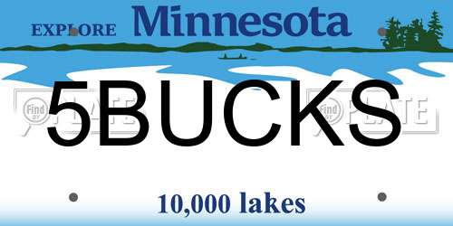 5BUCKS Minnesota License Plate