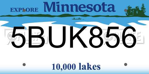 5BUK856 Minnesota License Plate
