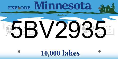 5BV2935 Minnesota License Plate