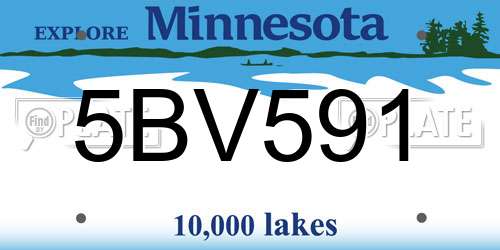 5BV591 Minnesota License Plate