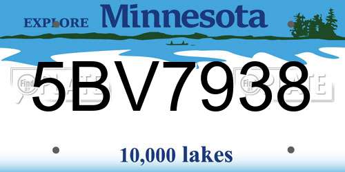 5BV7938 Minnesota License Plate