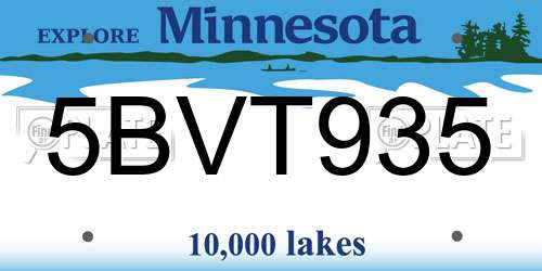 5BVT935 Minnesota License Plate