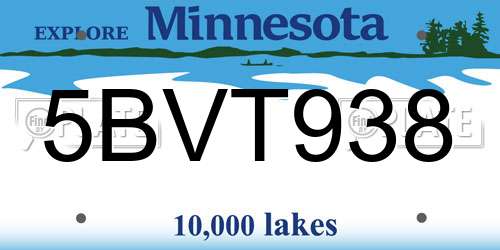 5BVT938 Minnesota License Plate
