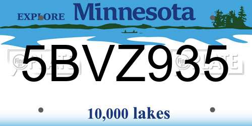 5BVZ935 Minnesota License Plate