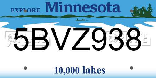 5BVZ938 Minnesota License Plate
