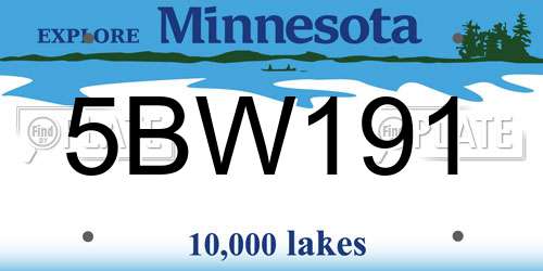 5BW191 Minnesota License Plate