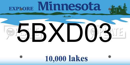 5BXD03 Minnesota License Plate
