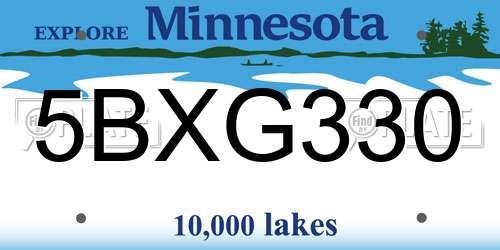 5BXG330 Minnesota License Plate