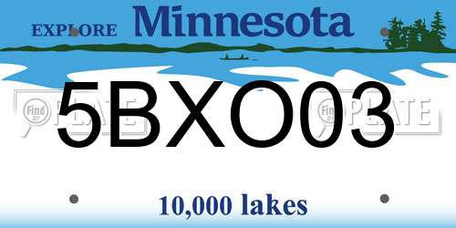 5BXO03 Minnesota License Plate
