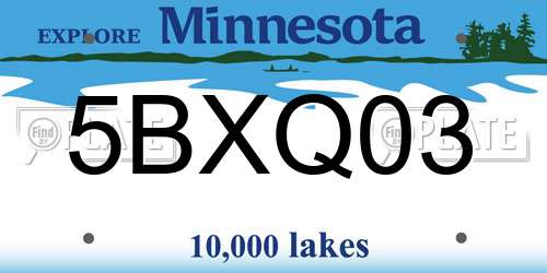 5BXQ03 Minnesota License Plate