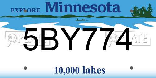 5BY774 Minnesota License Plate
