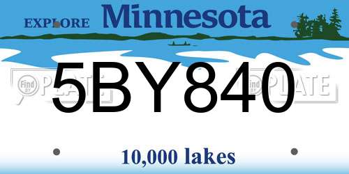 5BY840 Minnesota License Plate