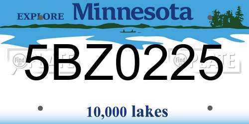 5BZ0225 Minnesota License Plate