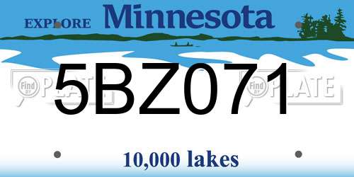 5BZ071 Minnesota License Plate