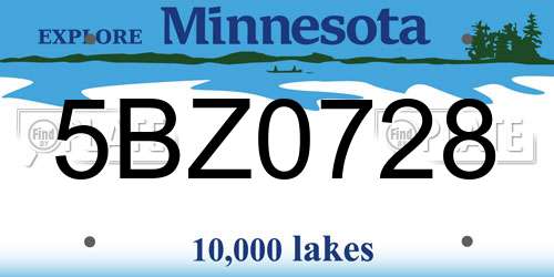 5BZ0728 Minnesota License Plate