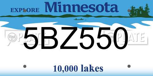 5BZ550 Minnesota License Plate