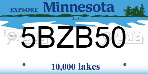 5BZB50 Minnesota License Plate