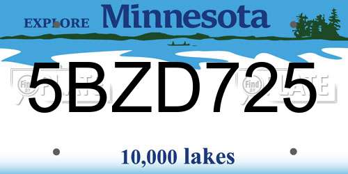 5BZD725 Minnesota License Plate