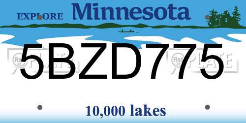 5BZD775 Minnesota License Plate
