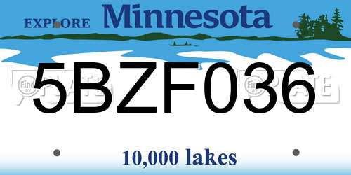 5BZF036 Minnesota License Plate