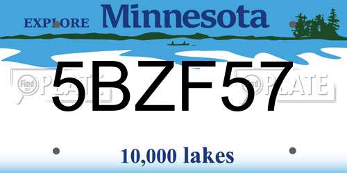 5BZF57 Minnesota License Plate