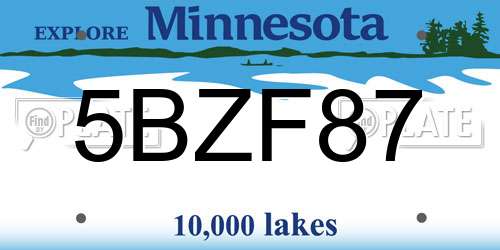5BZF87 Minnesota License Plate