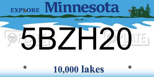 5BZH20 Minnesota License Plate