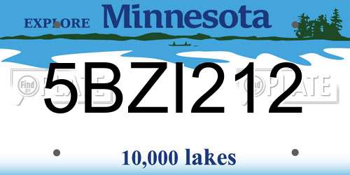 5BZI212 Minnesota License Plate