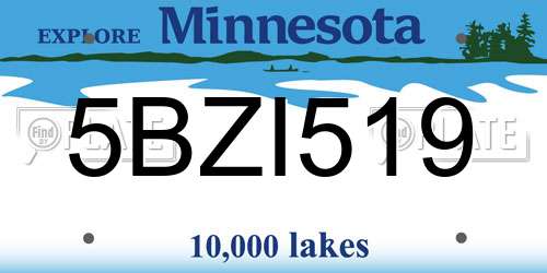 5BZI519 Minnesota License Plate