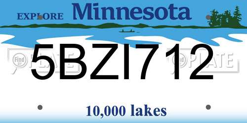 5BZI712 Minnesota License Plate