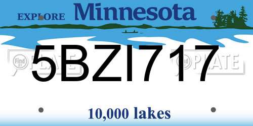 5BZI717 Minnesota License Plate