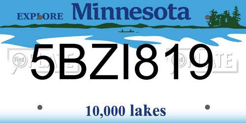 5BZI819 Minnesota License Plate